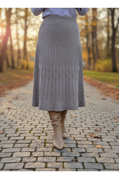 Fusta tricotata cafeniu model infinit N726